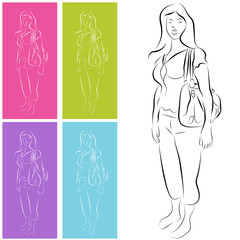 Woman Holding Purse Document