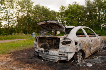 burned out car wreck