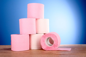 Toilet pape on blue background