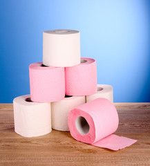 Toilet pape on blue background