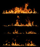 High resolution fire collection, isolated on black background
