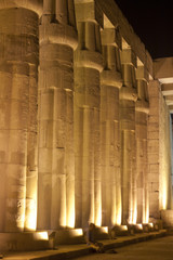 Columns in the Temple of Luxor at night