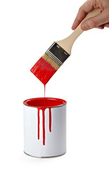 paint color tin can and brush
