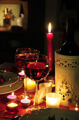 romantischer Abend Tisch  Kerzenschein