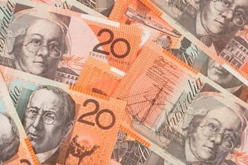 Fototapeta na wymiar Australian Currency $20 Banknotes Background
