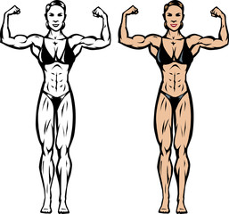 Stylized drawing of a fitness/bodybuilder competitor