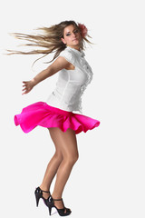 Blonde Girl Dancing Around