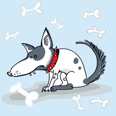 dog character with bones background