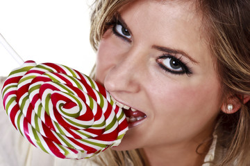 Blonde Girl with Lollipop biting