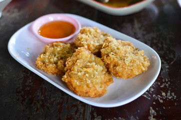 Fried shrimp ball with chili sauce