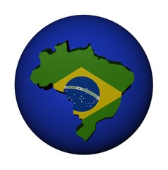 Brazil map flag on blue sphere illustration