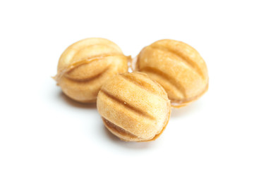 cake in the shape of nut isolated on white
