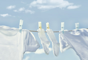 Clothes hanging on clothesline