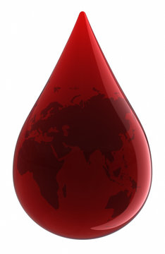 Blood Drop with World Map