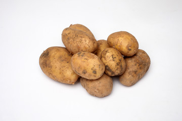 Bunch of potatoes on white