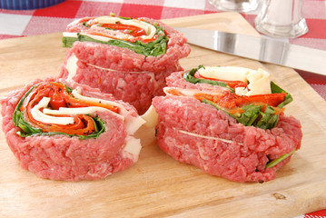 Raw stuffed flank steak