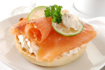 Bagel with lox and cream cheese