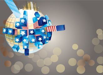 Vector exploding sphere with American symbols