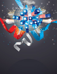 Vector exploding sphere with American symbols