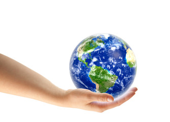 hand holding planet Earth