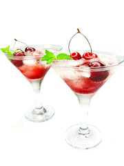 alcohol liqueur cocktail with cherry