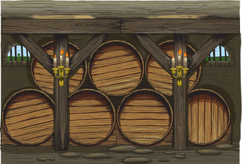 An old wine barrels of a traditional wine producer