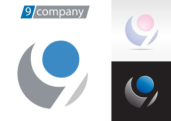 Logo spherical number 9 # Vector