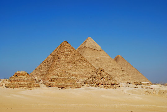The Pyramids at Giza near Cairo, Egypt on a Clear Day