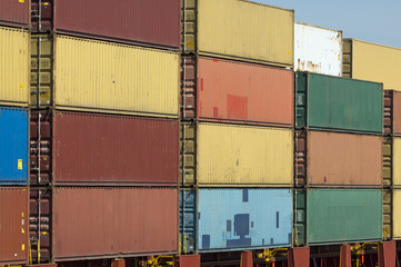 Fototapeta premium Container auf einem Containerschiff