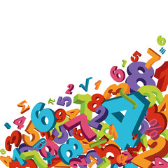 Abstract mathematical background with colorful numbers and math