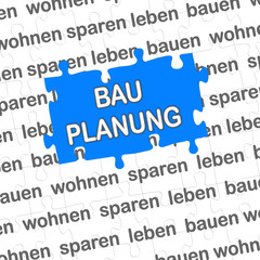 Puzzle blau BAU PLANUNG