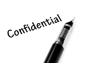 Pen and confidential message on white