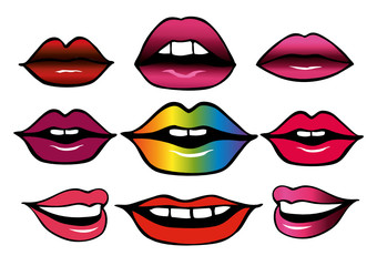 set of vector lips
