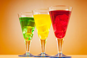 Colourful cocktail in glasses