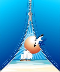 Obraz premium Cerniera Lampo sul Mare-Zip and Sea-Vector