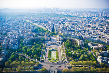 Paris cityscape from Eiffel tower - obrazy, fototapety, plakaty