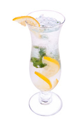 alcohol, cocktail with lemon and ice