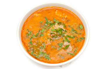 Creamy lentil soup with red lentils