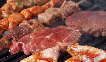 cooking meat  barbecue
