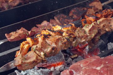 cooking meat  barbecue