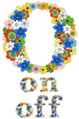 Letter O and word on and off floral; vector.