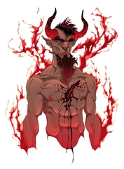 Fotobehang Devil. Demon's portrait. Vector isolated illustration. © ddraw