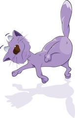 Violet cat. Cartoon