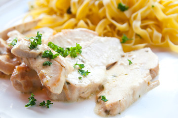 tasty pasta with salmon