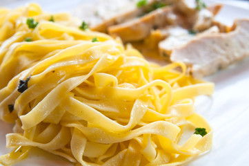 tasty pasta with salmon