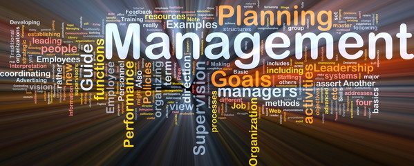 Management background concept glowing