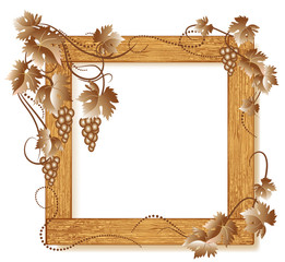 Wooden photo frames with grapes