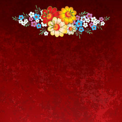 abstract grunge background with flowers