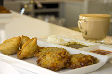 Samosa and vegetable croquets