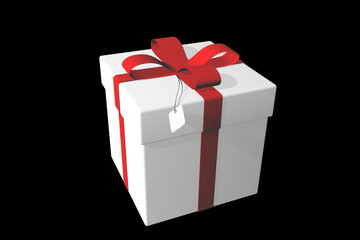 White gift box on black.